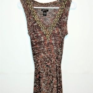 BCBGMaxAzria Knitted Beaded V-Neck Dress
